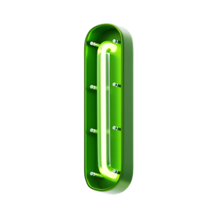 I Letter Shape Neon Text  3D Icon