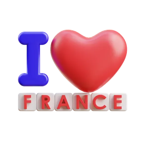 I Love France  3D Icon