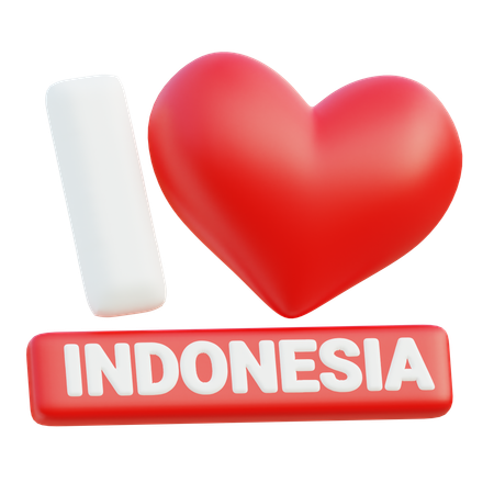 나는 인도네시아를 사랑해요  3D Icon