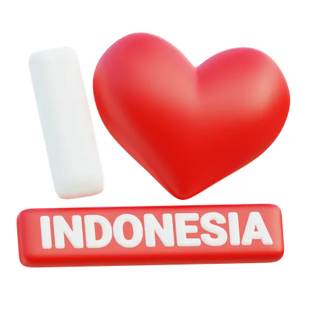 I Love Indonesia  3D Icon