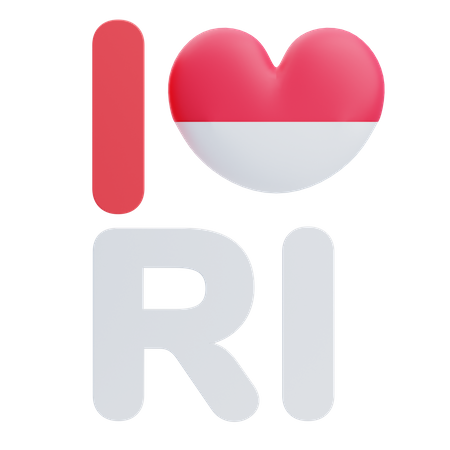 I Love Indonesia  3D Icon