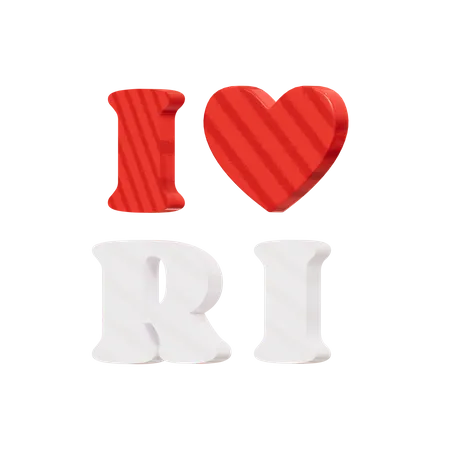 I Love RI  3D Icon