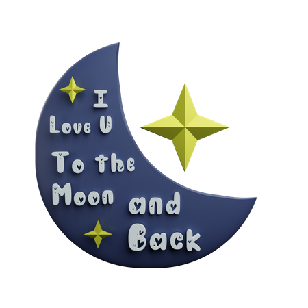 I Love To The Moon Sticker  3D Icon
