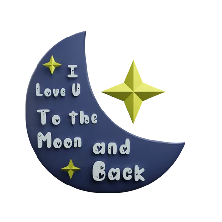 I Love To The Moon Sticker  3D Icon