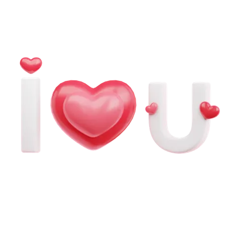 I Love You Typography With Love Symbol 3D Icon