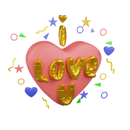 I Love You 3 D Illustration Contains PNG BLEND GLTF And OBJ Files 3D Icon