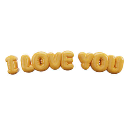 I Love You Bubble Balloon Letters  3D Icon