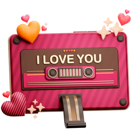 I Love You Cassette Tape 3D Icon