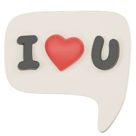 Speech Bubble With I Love You 3D Icon