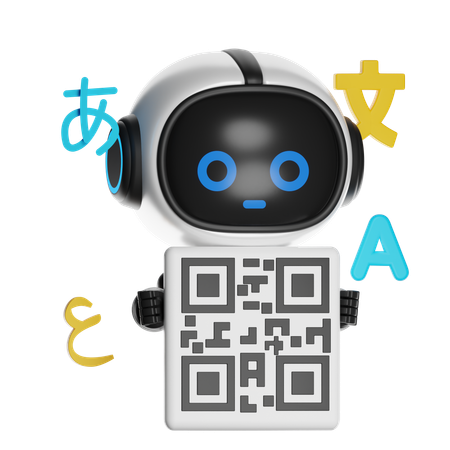 IA com código de tradução QR  3D Illustration