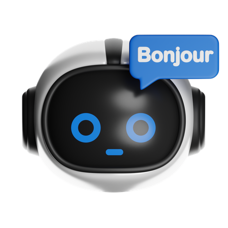 IA con burbuja de diálogo "Bonjour"  3D Icon