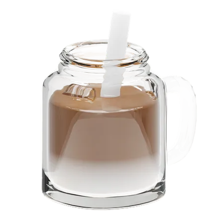 Ice Coffee In Jar 3D Icon