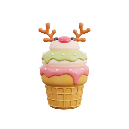 3 D Christmas Dessert Ice Cream 3D Icon