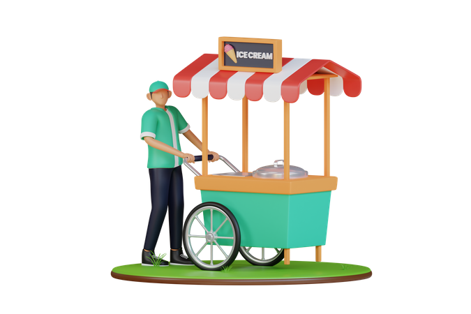 Ice cream booth  3D Illustration