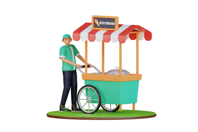 Ice cream booth  3D Illustration