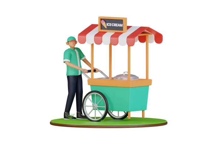 Ice cream booth  3D Illustration