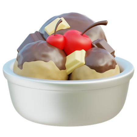 Ice Cream Bowl Chocolate  3D Icon