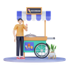 3d ice cream cart illustration