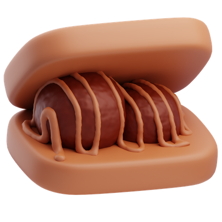 Ice Cream Chocolate Sandwich  3D Icon
