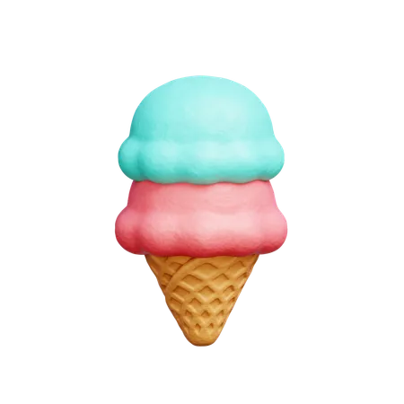 3 D Ice Cream Cone Summer Beach Element 3D Icon