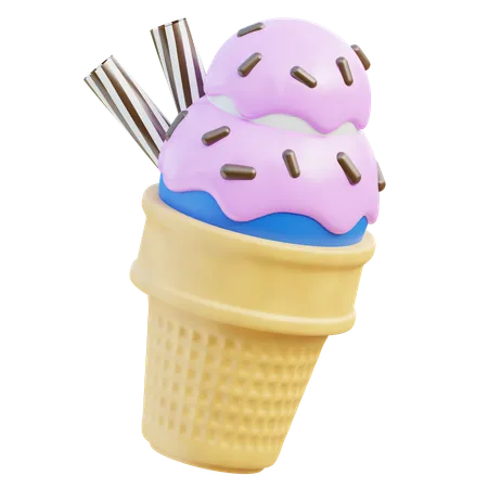 Delicious 3 D Ice Cream Cone Icon 3D Icon