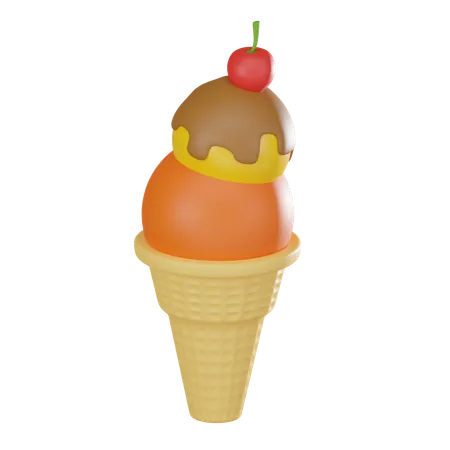 Sweetness Of Summer Of An Ice Cream Cone Perfect For Conveying Joy Of Indulgence And Refreshment On Hot Days 3 D Render Illustration 3D Icon