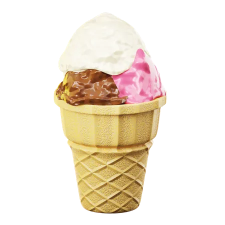 3 D Icon Summer Ice Cream Cone Isolated On Transparent Background 3 D Illustration High Resolution 3D Icon