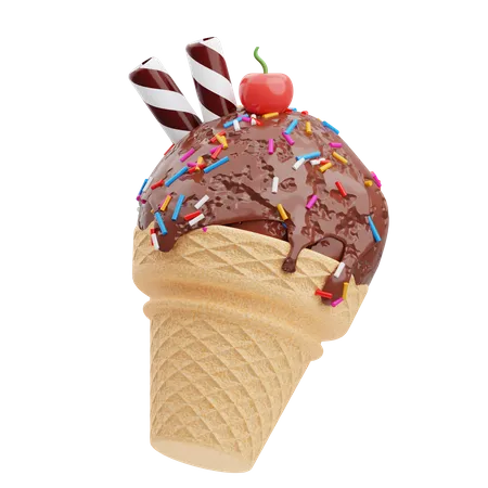 Ice Cream Cone  3D Illustration