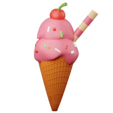 Ice Cream Cone 3D Illustration