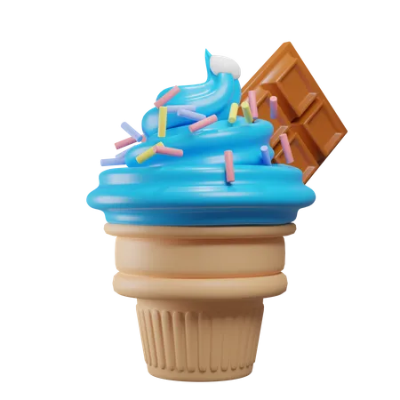 Ice Cream With Chocolate 3D Icon