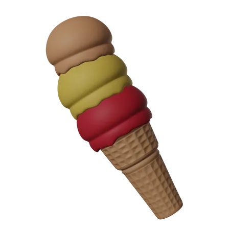 3 D Ice Cream Cone Illustration 3D Icon