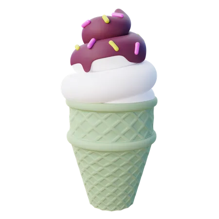 3 D Ice Cream Cone 3D Icon