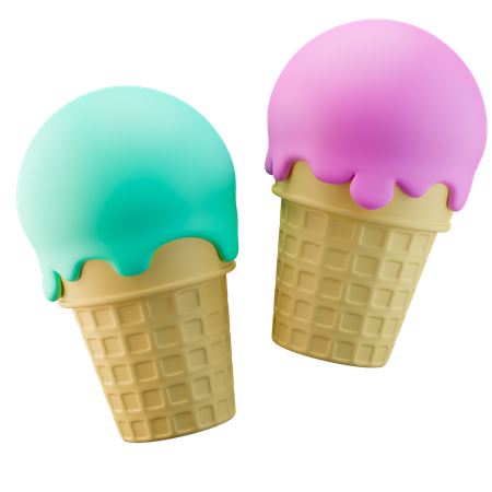 Ice Cream Cone Double  3D Icon