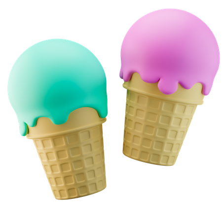 Ice Cream Cone Double 3D Icon