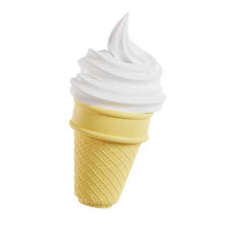 Ice Cream Cone Vanilla  3D Icon