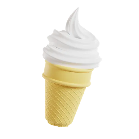 Ice Cream Cone Vanilla  3D Icon