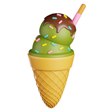 Ice Cream Cone With Toppings  3D Icon