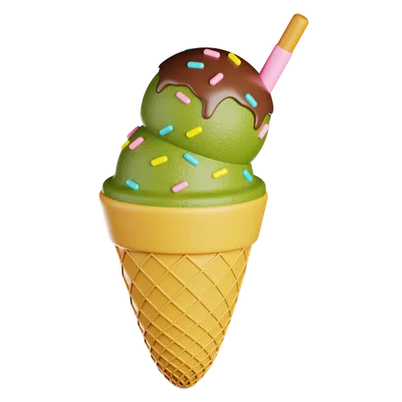 Ice Cream Cone With Toppings  3D Icon