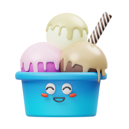 Ice Cream Cup  3D Illustration