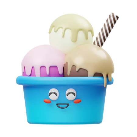 Ice Cream Cup  3D Illustration