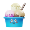 ice cream cup 3d logo