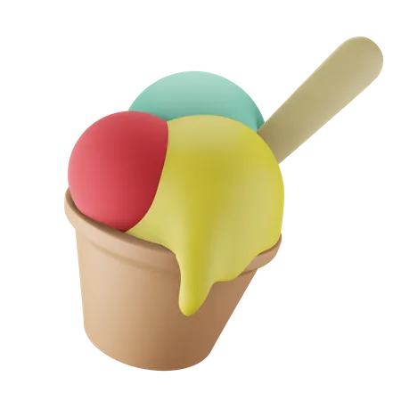 3 D ICON ICE CREAM WITH HIGH QUALITY RENDER AND TRANSPARENT BACKGROUND 3D Icon