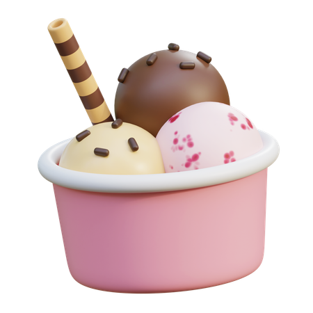 Ice Cream In Cup  3D Icon