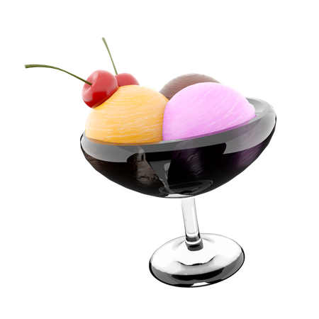 Ice Cream In Glass  3D Icon