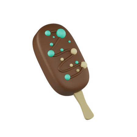 Ice cream on a stick in chocolate glaze with decorations  3D Icon