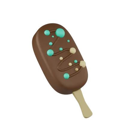 Ice cream on a stick in chocolate glaze with decorations  3D Icon