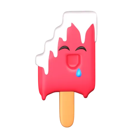 Cute Ice Cream Salivating 3 D Cute Food Icon 3D Icon