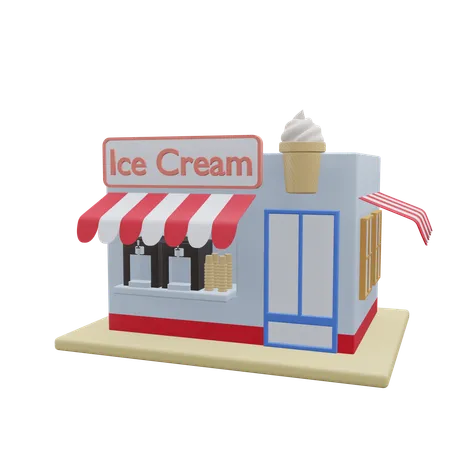 Ice Cream 3 D Building Illustration With Transparent 3D Icon