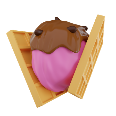 Ice Cream Waffle  3D Icon
