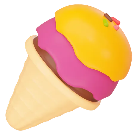 Ice Cream Waffle Cone 3 D Icon Render 3D Icon